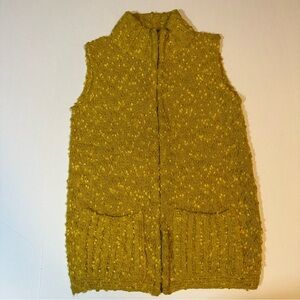 Vtg 70s Wintuk Sweater Vest Zip Front Chunky Knobby Knit